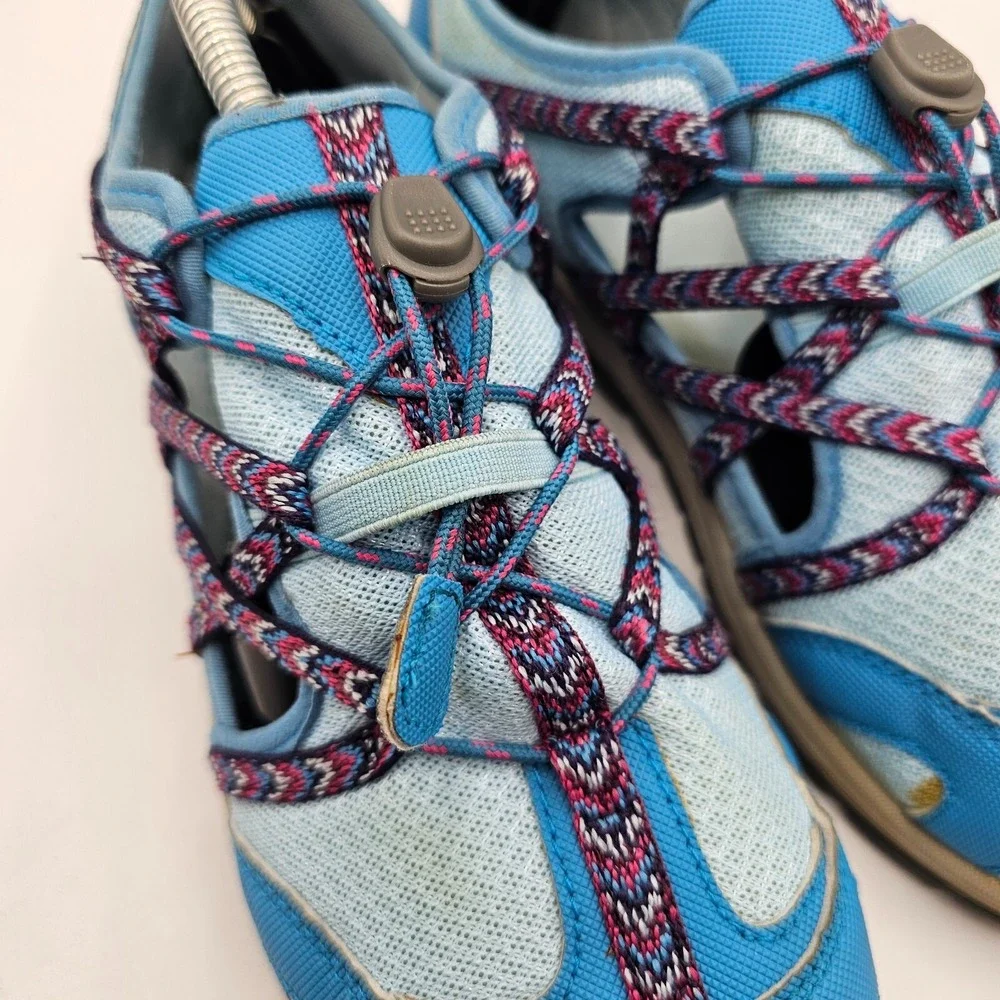 Chaco Outcross Hiking Water Shoes Youth Size‎ 5 Blue Mesh Bungee Laces